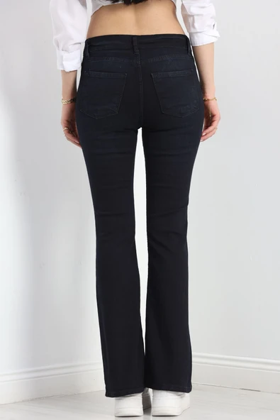 İspanyol Paça Kot Pantolon Koyumavi - Resim 6