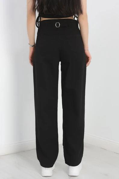 Pileli Baggy Kot Pantolon Siyah ürün görseli