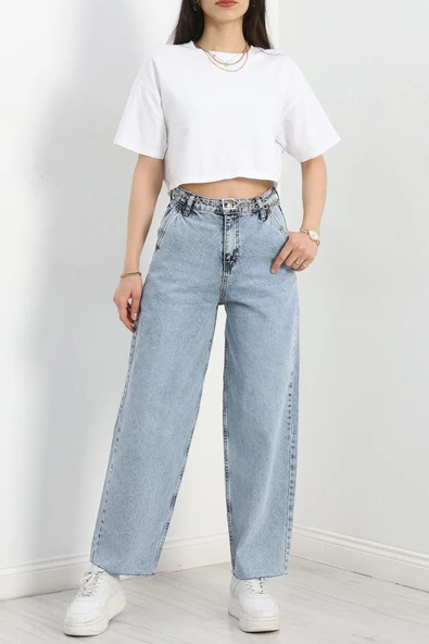 Kesik Paça Baggy Kot Pantolon Karyıkama - Resim 2