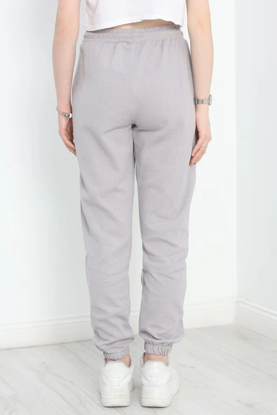 Double Face Kumaş Paça Lastikli Eşofman Altı Dumangri - 6