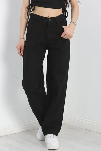 Pileli Baggy Kot Pantolon Siyah - Resim 3