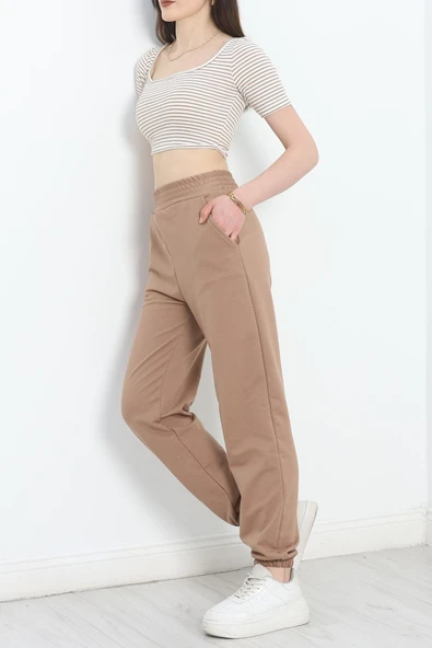 Paça Lastikli İki İplik Eşofman Altı Sütlükahve - 4