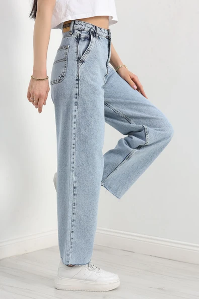 Kesik Paça Baggy Kot Pantolon Karyıkama - Resim 3