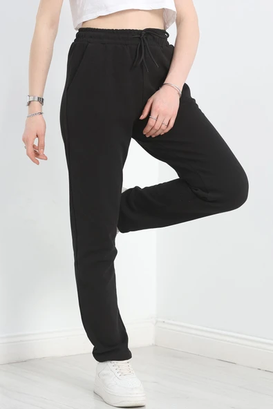 Double Face Kumaş Eşofman Altı Siyah - 2