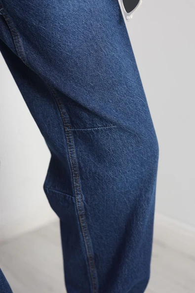 Pileli Baggy Kot Pantolon Koyumavi - Resim 7