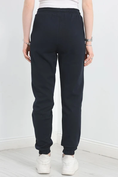 Double Face Kumaş Paça Lastikli Eşofman Altı Lacivert - 8