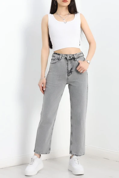 Straight Kot Pantolon Gri - 4