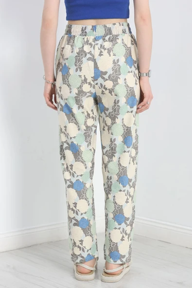 Desenli Dokuma Pantolon Mintçiçek - 6