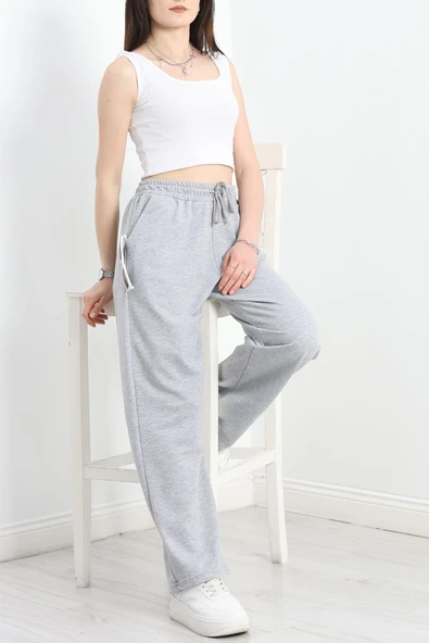 Geniş Paça Penye Eşofman Altı Gri ürün görseli 1