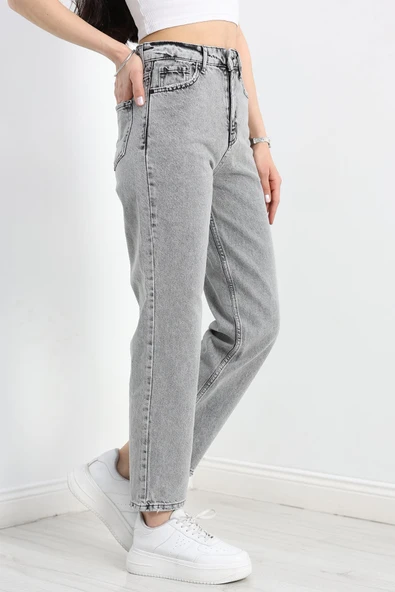 Straight Kot Pantolon Gri - 3