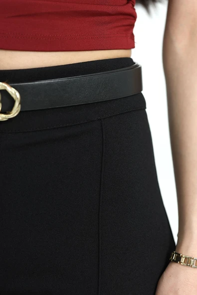 Zra Krep Çımalı Palazzo Pantolon Siyah - 6