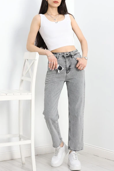 Straight Kot Pantolon Gri - 6