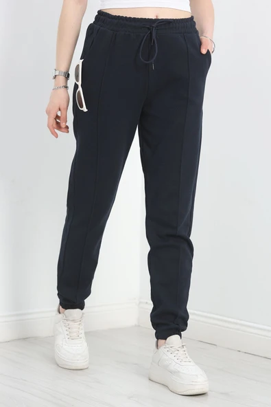 Double Face Kumaş Paça Lastikli Eşofman Altı Lacivert - 5