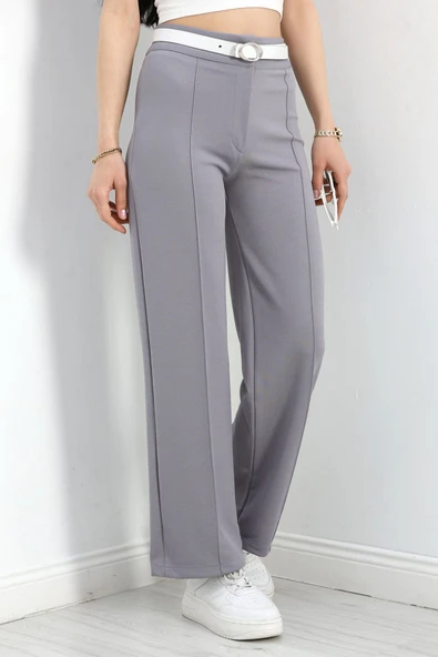 Zra Krep Çımalı Palazzo Pantolon Dumangri