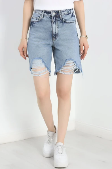 Kot Şort Mavi - Resim 5