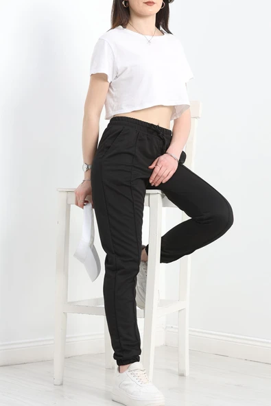 Paça Lastikli 1.Sınıf Penye Eşofman Altı Siyah - 6