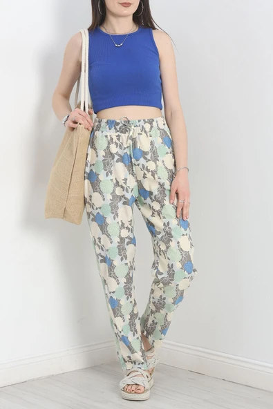 Desenli Dokuma Pantolon Mintçiçek - 3