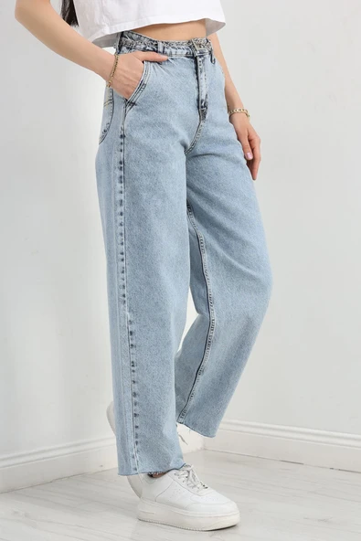 Kesik Paça Baggy Kot Pantolon Karyıkama - Resim 5