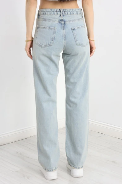 Straight Kot Pantolon Mavitint - Resim 6