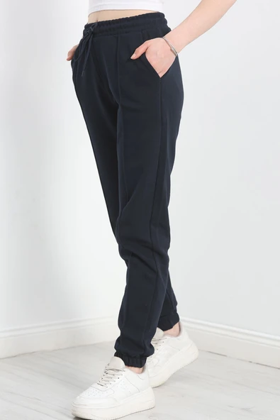 Double Face Kumaş Paça Lastikli Eşofman Altı Lacivert - 3