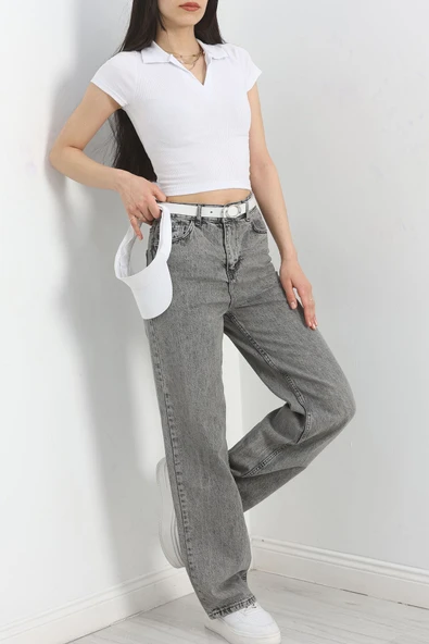 Palazzo Kot Pantolon Gri1 - Resim 2