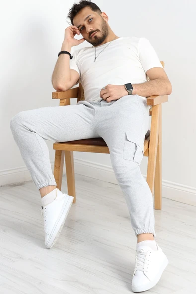 Openet Erkek Kargo Cep Eşofman Altı Gri - Resim 6