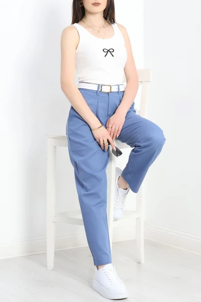 Havuç Paça Pantolon İndigo - Resim 4