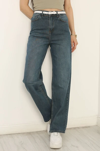 Palazzo Kot Pantolon Mavitint - Resim 3