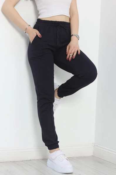 Paça Lastikli Çımalı Eşofman Altı Lacivert - 4