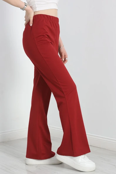 İspanyol Paça Pantolon Bordo - 3