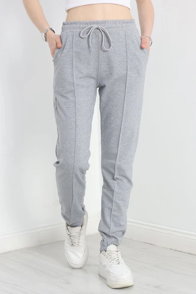 Paça Lastikli Çımalı Eşofman Altı Gri