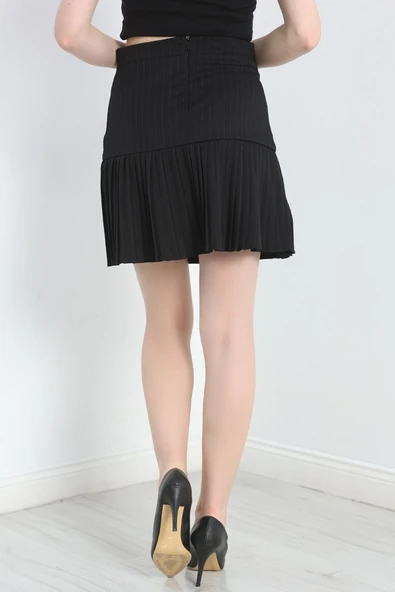 Pileli Mini Etek Siyahçizgili - Resim 6