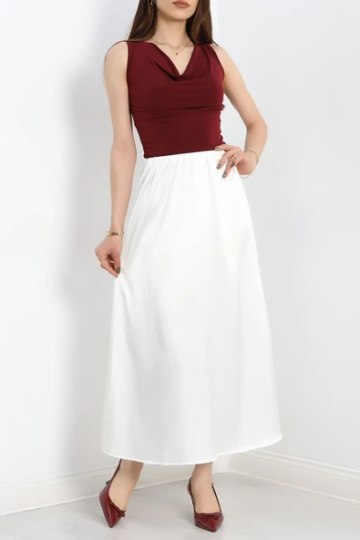 Uzun Saten Etek Beyaz