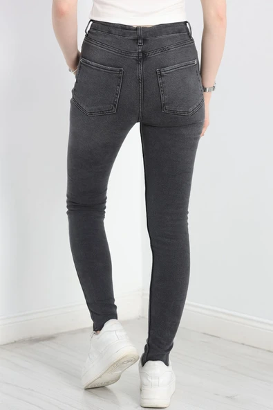 Likralı Dar Paça Kot Pantolon Füme - 7