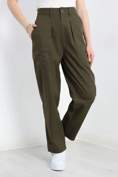 Havuç Paça Pantolon Haki - 2
