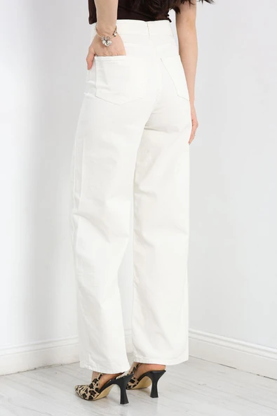 Palazzo Kot Pantolon Ekru - 6