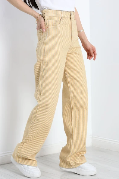 Palazzo Kot Pantolon Bejçizgili - 3