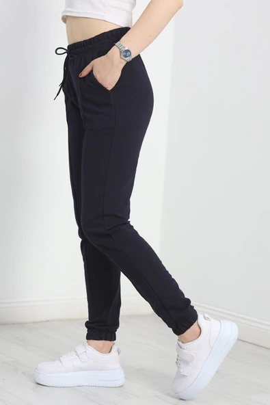 Paça Lastikli Çımalı Eşofman Altı Lacivert - 3