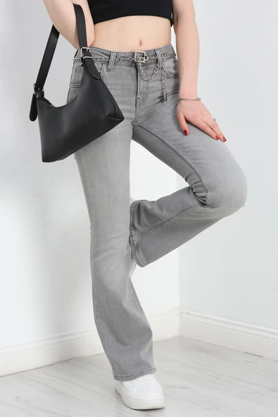 İspanyol Kot Pantolon Gri - 5