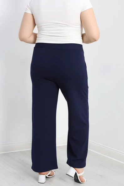 Büyük Beden Zra Krep Pantolon Lacivert - 6