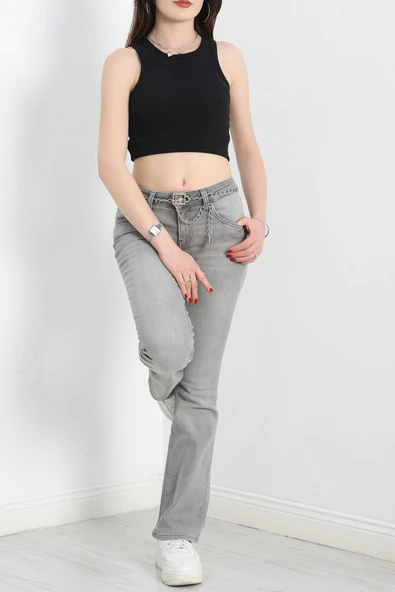 İspanyol Kot Pantolon Gri