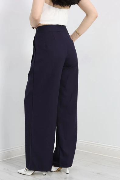 Pileli Pantolon Lacivert - 6