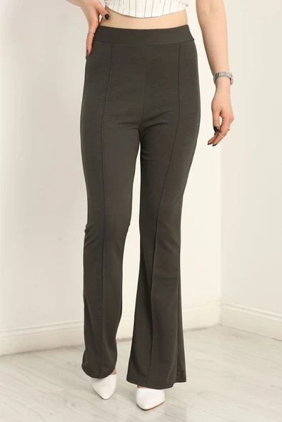 Zra Krep Çımalı İspanyol Paça Pantolon Haki - 2