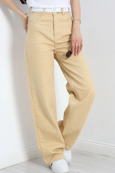 Palazzo Kot Pantolon Bejçizgili - 5