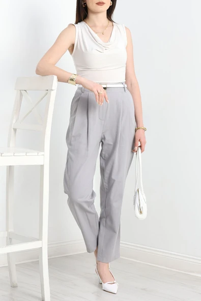 Gabardin Pantolon Gri - Resim 4