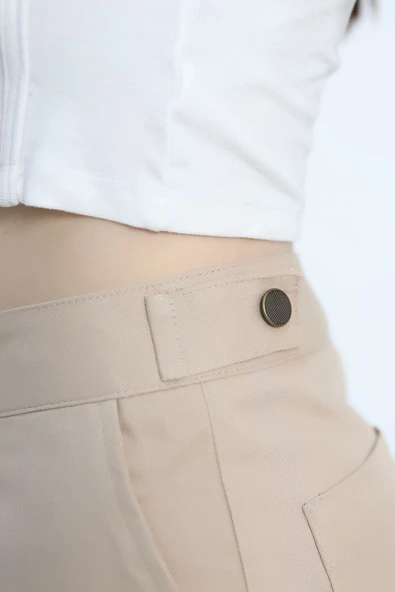 Havuç Paça Pantolon Bej - 6
