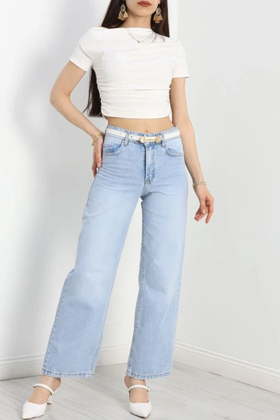 Palazzo Kot Pantolon Mavi ürün görseli 1