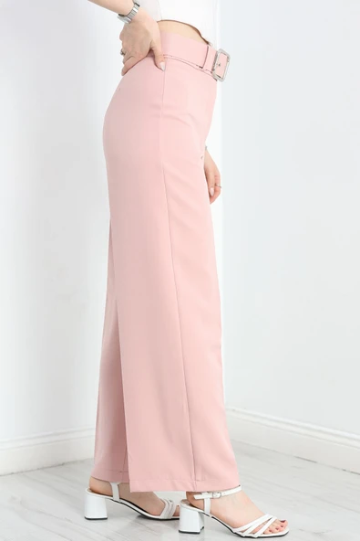 Kemerli Palazzo Pantolon Gülkurusu - 3