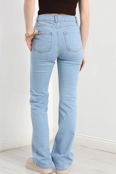 İspanyol Paça Kot Pantolon Buzmavi - Resim 6