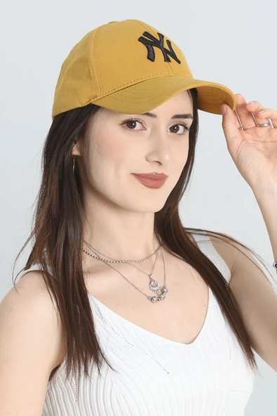 Nakışlı Şapka Hardalsiyah